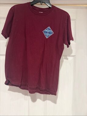 Salty Crew Men's Short Sleeve Tee — Burgundy with Blue Patch